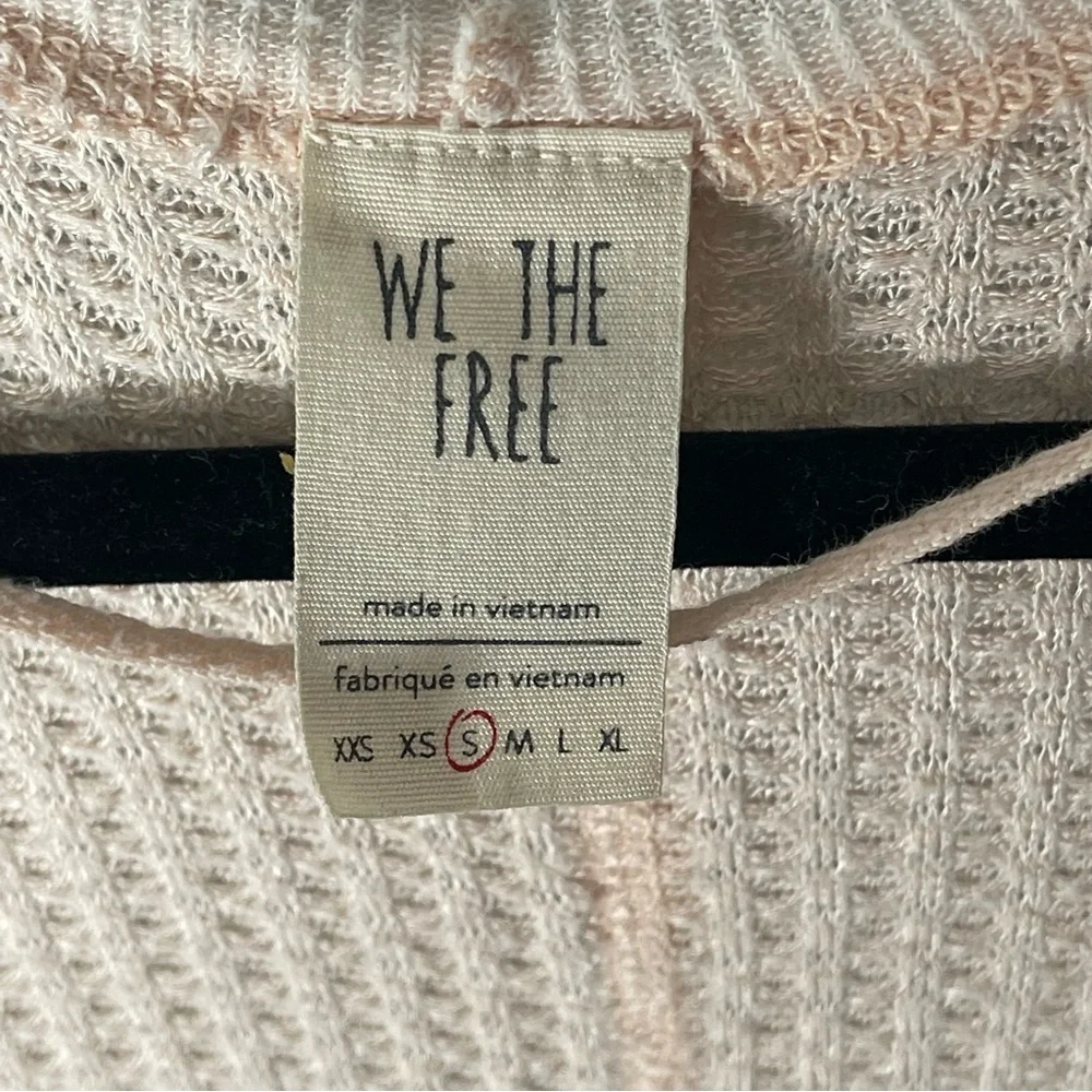 Free People Pale Pink Layered Waffle Long Sleeve Tee